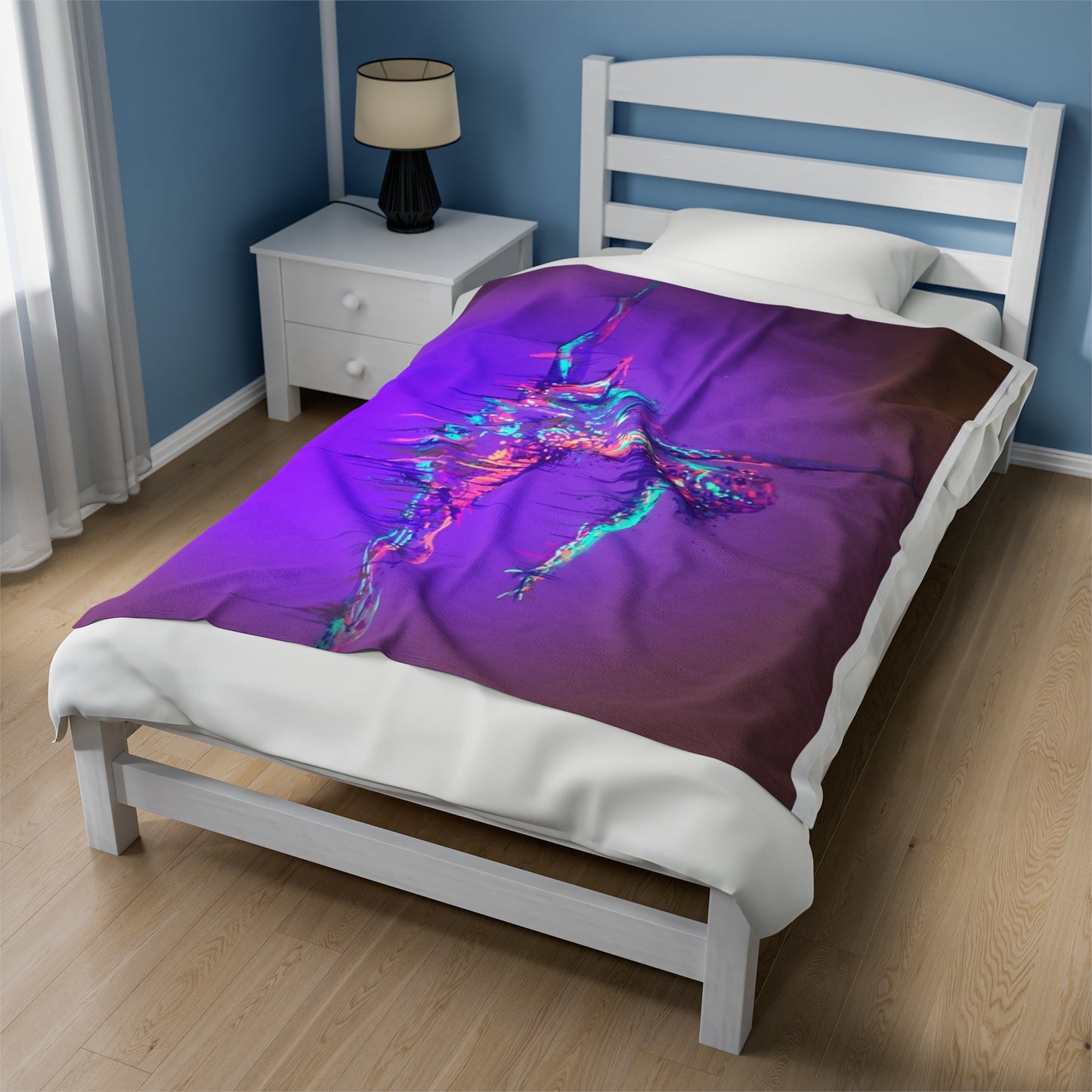 Visual Fiber Purple Abstract Dancer Velveteen Plush Blanket
