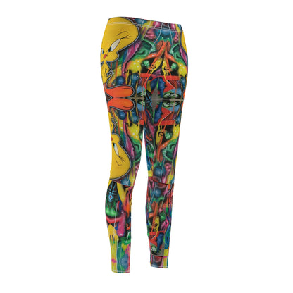 Visual Fiber Tweety Women's Cut & Sew Casual Leggings (AOP)