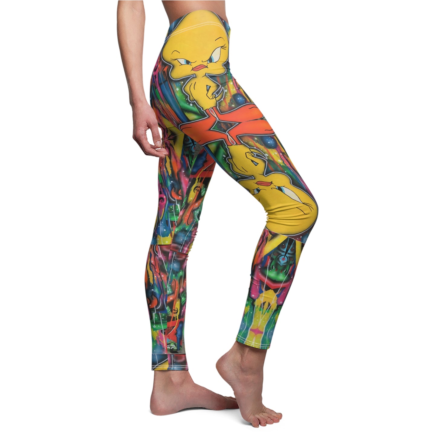 Visual Fiber Tweety Women's Cut & Sew Casual Leggings (AOP)